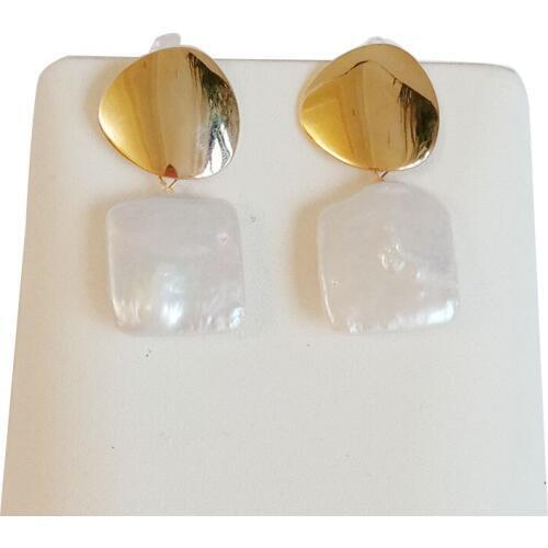 100% nature freshwater pearl earring ,AAA big baroque pearl,100% 925 silver hook,square pearl size 20x20 mm