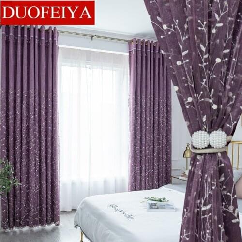 Nordic Style Curtains for Living Room Bedroom Solid Color Cloth Yarn Integrated Net Red Curtains Finished Product Customization