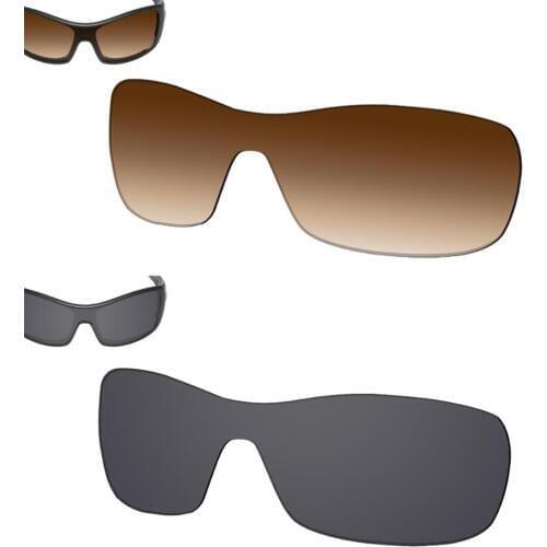SmartVLT 2 Pieces Polarized Sunglasses Replacement Lenses for Oakley Antix -Brown Gradient and Solid Black