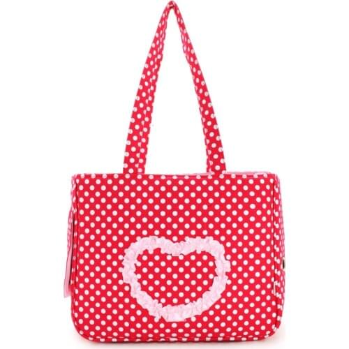 Red Love Pattern Dot Dog Carrier Purse Pet Travel Bag Cat Portable Handbag Soft Sided Tote with Fleece Pads for Small Pets