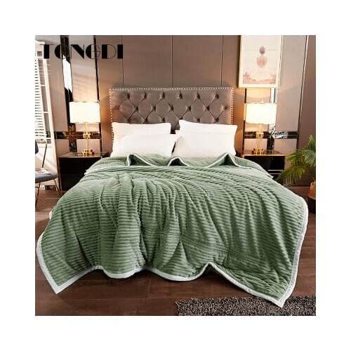 TONGDI Woolen Raschel Blanket Soft Thickened Heavy Warm Steric Elegant Cashmer Fleece Luxury For Cover Sofa Bed Bedspread Winter