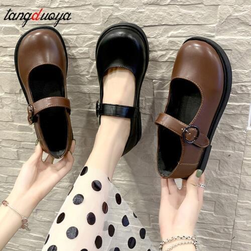 Japanese School Students Uniform Shoes Uwabaki JK Round Toe Buckle Trap Women Girls Lolita Cosplay shoes sweet lolita shoes