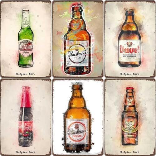 Vintage Belgium Beer Tin Sign Metal Plaques Alcohol Decorative Bar Pub Club Plaque Retro Poster Wall Decoration 20x30cm