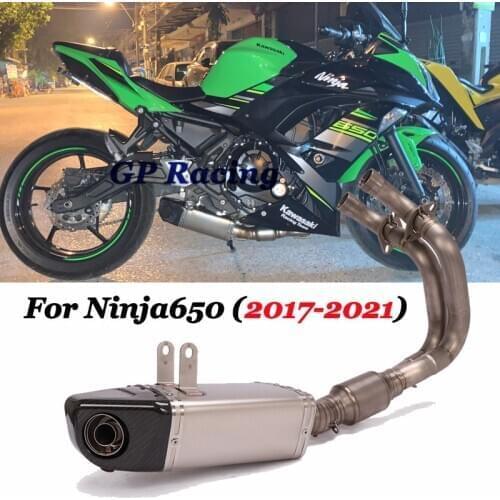 For ER6F Ninja650 Z650 2020 2021 Motorcycle Exhaust Full System Titanium Alloy Front Pipe Link Pipe Escape Muffler DB Killer