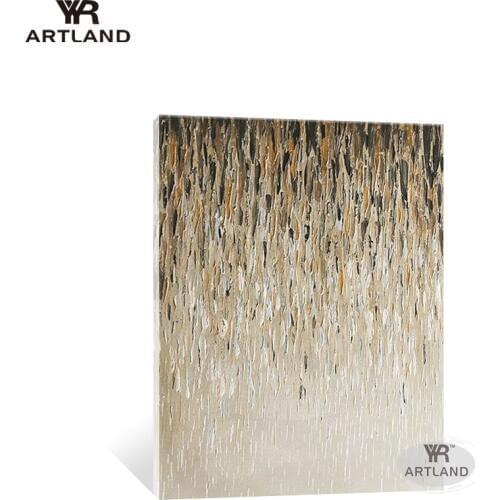 YYR-ARTLAND Modern 100% Hand painted abstract oil painting on canvas gold point landscape home wall decoration for living room