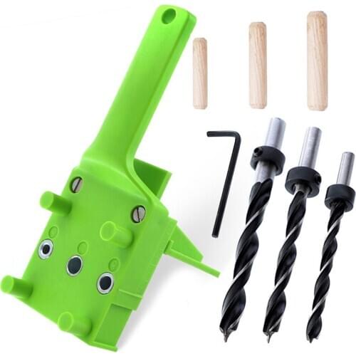 Quick Wood Doweling Jig ABS Plastic Handheld Pocket Hole Jig System 6/8/10mm Drill Bit Hole Puncher For Carpentry Dowel Joints