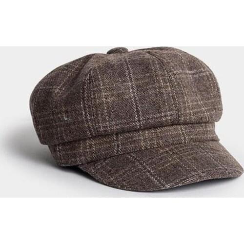 COKK Women Hat Autumn Winter Hats For Women Plaid Beret Newsboy Cap Korean Octagonal Hat Female Vintage Bonnet Retro Gorras 2020