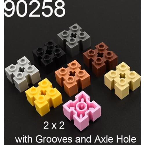 10pcs 90258 Brick Special 2 x 2 with Grooves and Axle Hole Building block accessories parts MOC DIY Education Build Toys Brick