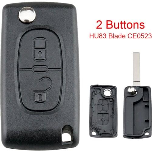 2 Buttons Plastic Car Key Case Fob Replacement Flip Folding Car Key Shell with Uncut Car Flip Key Fit for Citroen C2 C3 C4 C5 C6