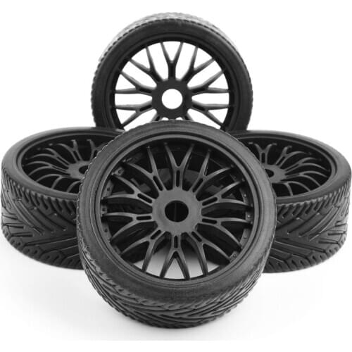 4 pcs wheel tires tyre&rim set 17mm Hex flat off road tires rims fit for 1/8 HPI HSP buggy RC car parts accessory