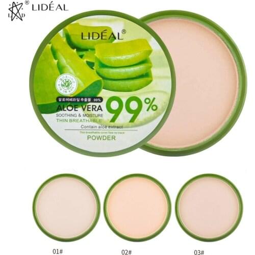 99% Aloe Vera Moisturizer Face Powder Smooth Foundation Pressed Powder Makeup Concealer Pores Cover Whitening Brighten Cosmetics