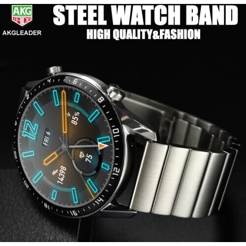 AKGLEADER Newest Metal steel watch band for Huawei GT 1 2e 46mm strap Samsung Galaxy Watch 3 45mm 46mm Gear S3 watchband