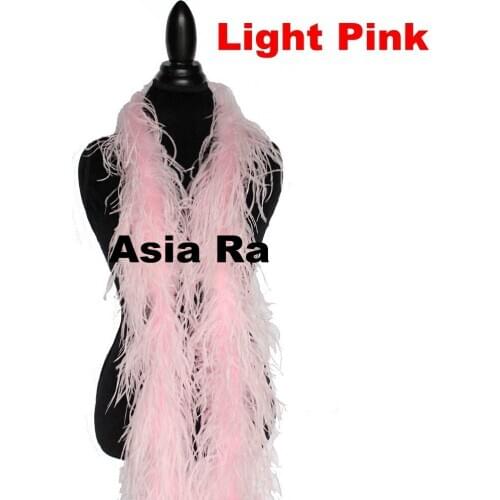 Free shipping 10meters/lot Hand Select light Pink Dyed Decorative Ostrich Feathers Neckerchief Boa for Women 2ply thickness
