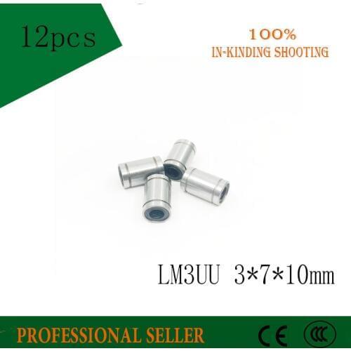 Free shipping12PCS\LOT3x7x10mm LM3UU Linear Bushing 3mm CNC Linear Bearings 12pcs