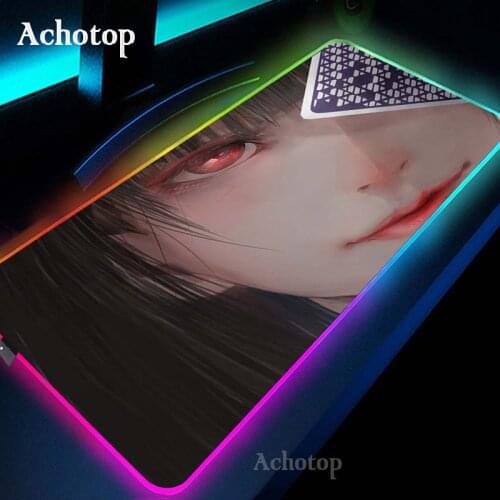 Anime Kakegurui Yumeko Jabami RGB Large Gaming Mouse Pad XXL LED Lighting Colorful Rubber Mousepad PC Gamer Computer Desk Mat