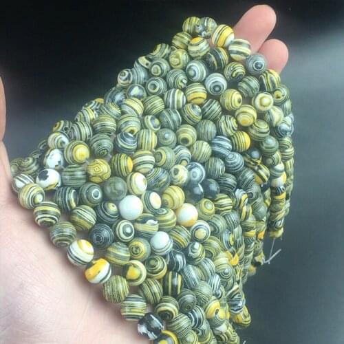 4 6 8 10mm Yellow Malachite Round Stone Beads Loose Spacer Beads For Jewelry DIY Making Bracelet Earrings Accessories 15''Inches