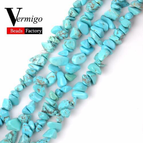 Natural Stone Beads Blue Turuquoises Irregular Gravel Chip Beads For Jewelry Making 3-5-8-12mm Diy Bracelet 16inches Wholesale