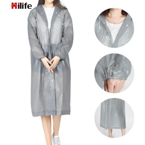 Transparent Raincoat Hooded Ponchos Elastic Cuffs Women men EVA Rain Cover Rainwear Outdoor Travel Waterproof Camping