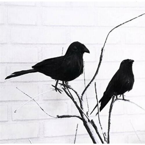 Halloween Feather Crow Props Fake Bird Toys Ravens Prop Fancy Dress Decoration Artificial Crow