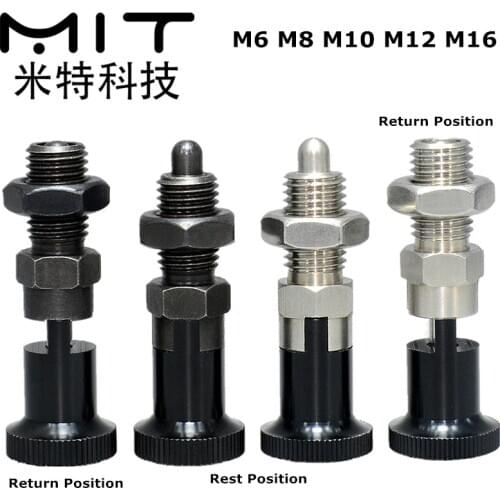 Index Plunger Spring Lock Pin, Spring Indexing Plungers Aluminum Knob Plunger Fine Thread Screw M8 M10 M12 M16