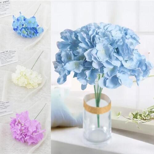 Artificial Silk Hydrangea Flower with Stem Home Wedding Party Birthday Wall Road Lead Arch Flowers Christmas Decoration