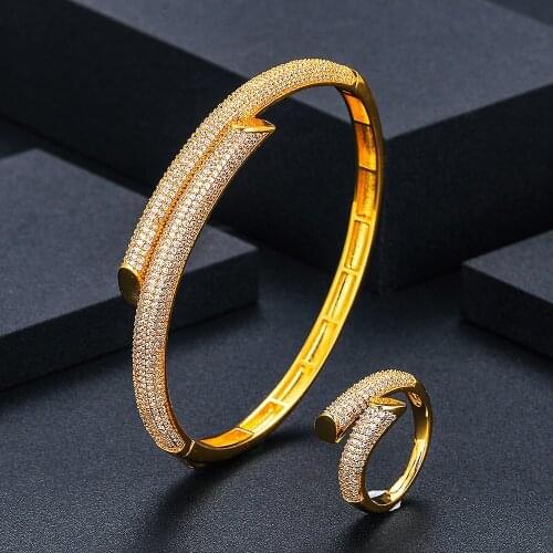 Janekelly2 pcs Bridal Zirconia Full Jewelry Sets For Women Party, Luxury Dubai Nigeria CZ Crystal Wedding Jewelry Sets