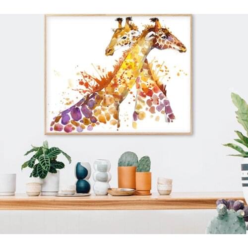 African Elephant Giraffe Wild Animals Pictures Canvas Paintings Posters Prints Wall Art for Bedroom Kids Home Decor No Frame
