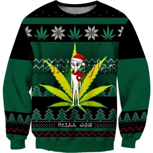 Ugly Christmas Weeds UFO 3D Print Jacket Men/Women Harajuku Hoodie Unisex Casual Streetwear Sweatshirt Pullover Sudadera Hombre