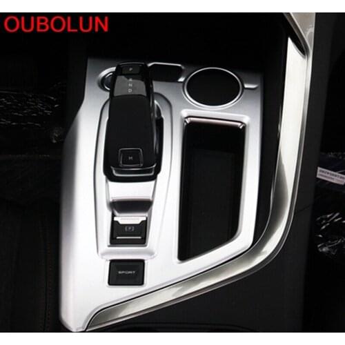OUBOLUN For Peugeot 3008 GT 2017 2018 ABS Matte Gear Shift Knob Media Panel Cover Cover 1piece Car Styling Auto Accessories