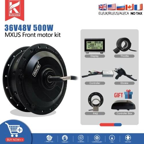 Ebike MXUS Brushless Geared Motor 36V 48V 500W Front Wheel Motor XF07 XF08 Electric Bicycle Conversion Kit With LCD Display