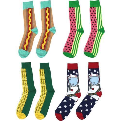 Print Cartoon Pattern Colorful Novelty Socks Unisex High Ankle Middle Socks