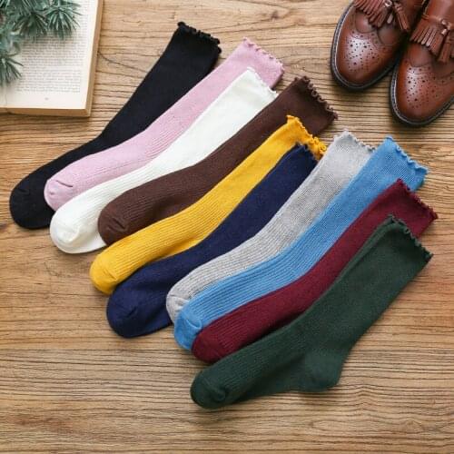 10 Pairs Womens Long Tube Socks Autumn And Winter Thick Korean Style Trendy Female Solid Color Retro Forest Short Boots Socks