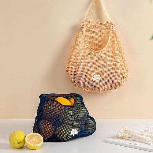 Vegetable Bags Fruit Organizer Storage bag Multi-Purpose Reusable Polyester Ecology Reusable Cotton Mesh Grocery Bag for Home