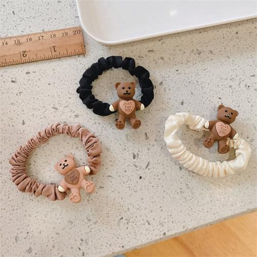 Girls Cute Bear Elastic Hair Bands Sweet Scrunchies Hair Ties Ponytail Holders Rubber Band Korean Hair Rope Hair Accessories New
