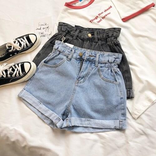 SHNSOPHI Fashion High Waist Harajuku Denim Shorts Women Plus Size Casual Vintage Curling Jeans Mini Short Female Summer Hotpants