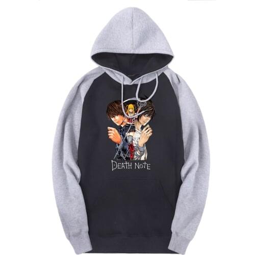 Death Note Raglan Hooded Sweatshirts Men 2020 Printing Casual Pullovers Winter Brand Hoodies Male Outdoor Moletom Masculino
