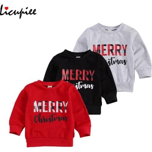 Christmas Baby Kids Sweater Thick Kids Baby Girl Boy Fall Winter T-shirt Long Sleeve Leopard Letter Print Sweatshirt 0-4 Years