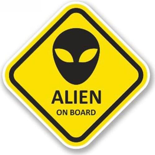 SZWL Funny Alien on Board Car Sticker Waterproof Reflective Vinyl Decal Automobile Motorcycle Decor Accessories,13cm*13cm