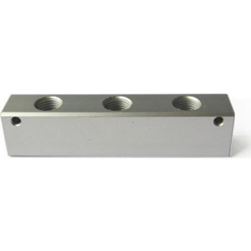 G1/4" BSP Port 3 Way 5 Port Pneumatic Air Solid Aluminum Manifold Block Splitter Water Gas Oil