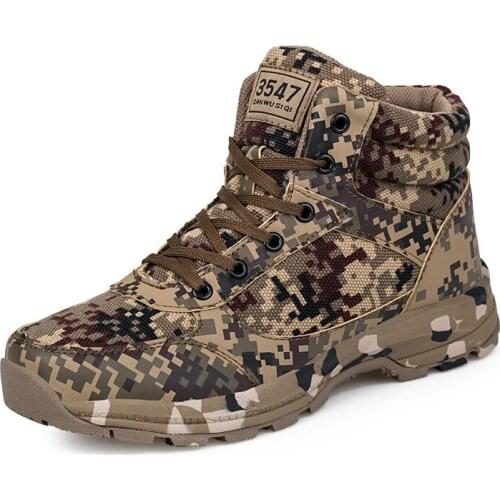 Outdoor Camouflage tactical boots Winter Men Women anti-skid Plus velvet warm high top Hiking shoes camping climbing sneakers
