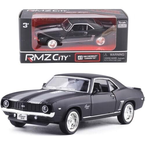 1/36 USA 1969 Chevrolet Camaro SS Alloy Die Cast Toy Cars Vintage Matte Black Metal Model Collection Toys Car