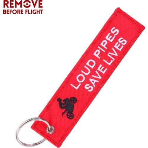 1PC Remove Before Flight Fashion Keychain Loud Pipes Save Lives Key Chain Jewelry Embroidery Key Tag Aviation Gift FOB OEM Rings