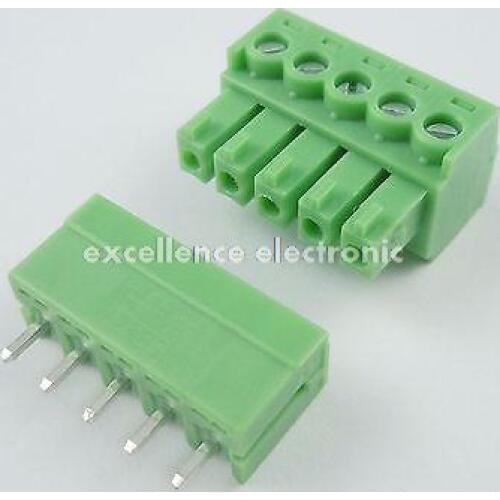 10 Pcs 3.81mm Pitch 5 Pin Straight Screw Pluggable Terminal Block Plug Connector