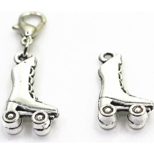 2018 New 10pcs Roller Skate Shoe Charms Lobster Clasp Charms Diy Jewelry Accessory For Bracelets Floating Hanging Charms