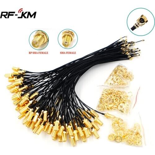 100pcs SMA Female Connector Cable to uFL/u.FL/IPX/IPEX UFL to SMA Female RG1.13 Antenna RF Cable Assembly RP-SMA-K