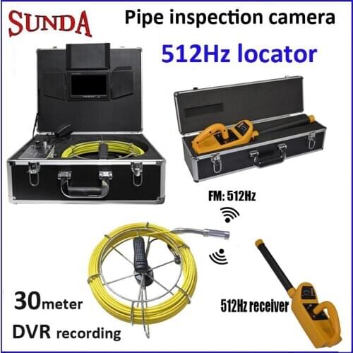 30meter 512hz sonda&locator pipe inspection camera keyboard,dvr recording,meter counter 512hz transmitter and receiver