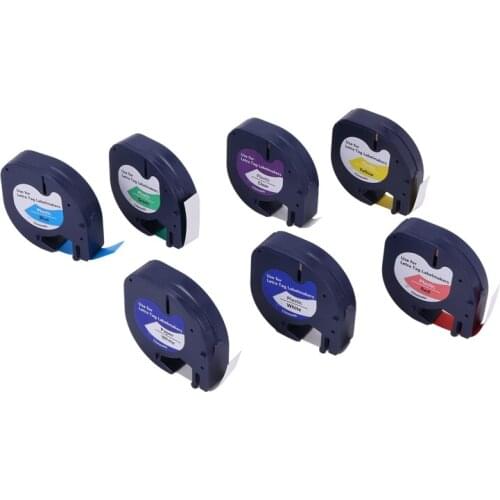 7 Pack 91201 Compatible Dymo Letratag Tape 12Mm 91330 16952 91331 91332 Mixed Color Tape for Dymo Letratag Lt-100H