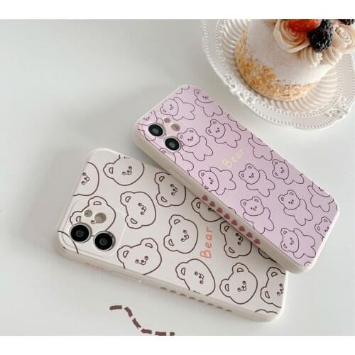 Cute Bear Phone Case for IPhone 11 7 8 Plus X XR XS 12 Pro MAX 6 S Plus SE 2020 Fashion Animal Soft Back Cover Funda Shell
