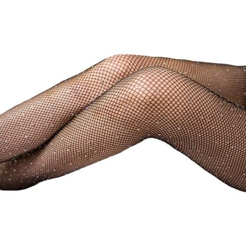 CUHAKC Multicolor Rhinestone Nylons Collant Hosiery Fish Net Shiny Pantyhose Sexy Womens Diamond Fishnet Tights Mesh