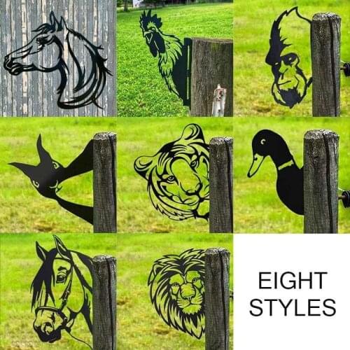 Farm Peeping Cow Balcony Yard Decorative Metal Garden Art Protector Hanging Ornaments Cartoon Outdoor Statues Home Art Ornaments